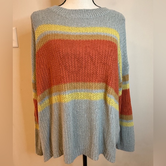 Kori Sweaters - Kori wide striped knit Lagenlook boho sweater SZ XL